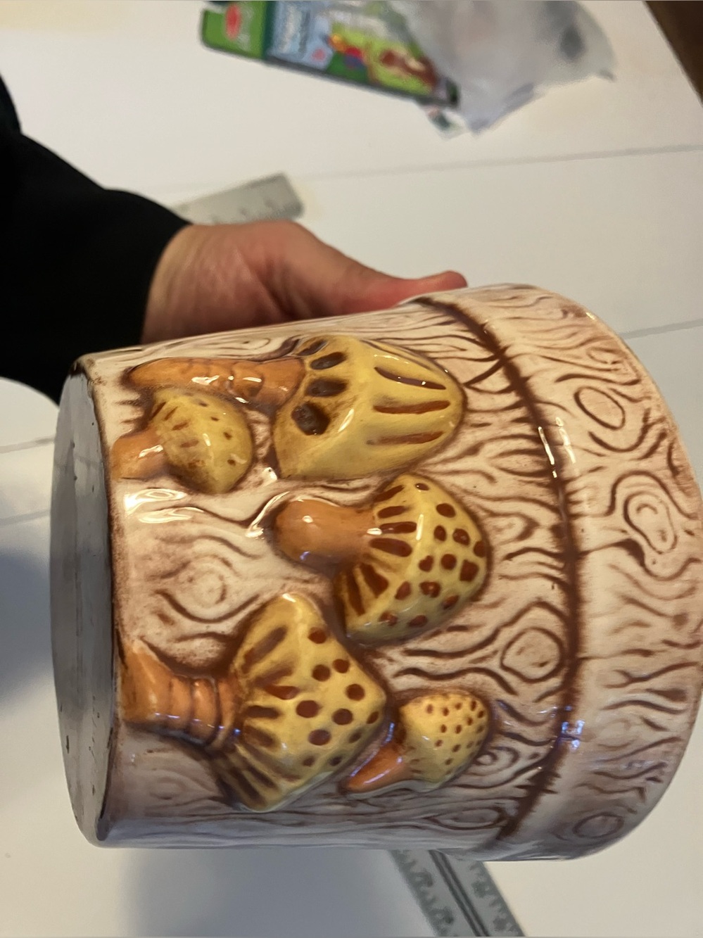 Ceramic Mushroom Accent Vase in Cream and Brown